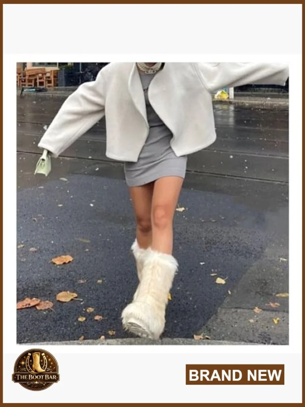 Faux Fur Mid-Calf Boots Furry Fluffy Round Toe Suede Snow Winter Warm Comfy